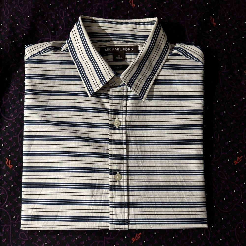 MICHAEL KORS MEN’s SLIM-FIT STRETCH STRIPE SHIRT M - Picture 9 of 12